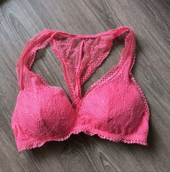 Victoria's Secret Pink Racerback Lace Print Padded Bra Size Small - Picture 1 of 4